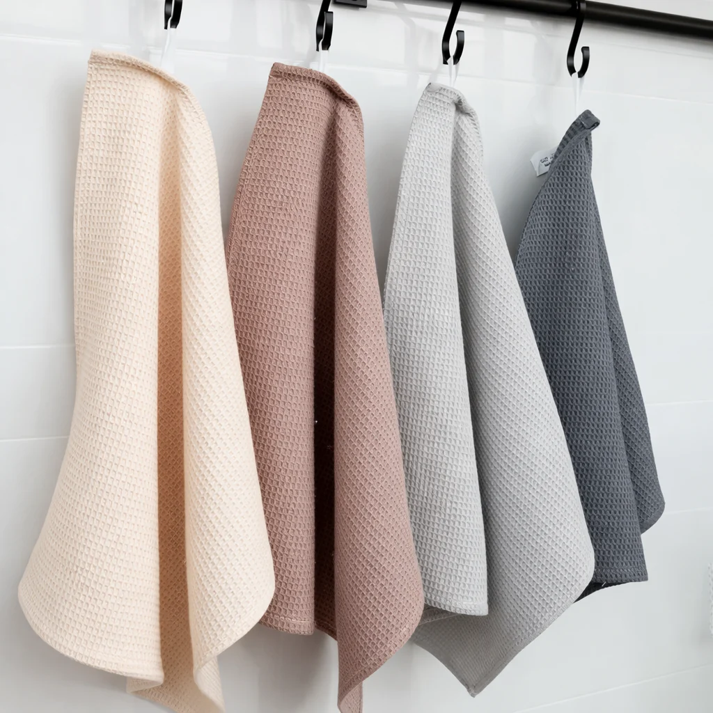 Lot de 4 torchons de cuisine en coton gaufré absorbants et épais - Image 3