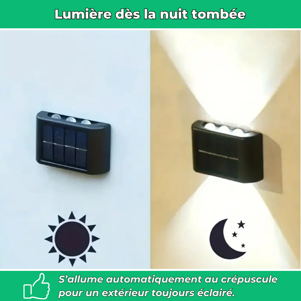 Lumix – Lot de 2 lampes solaires murales étanches pour extérieur - Image 3
