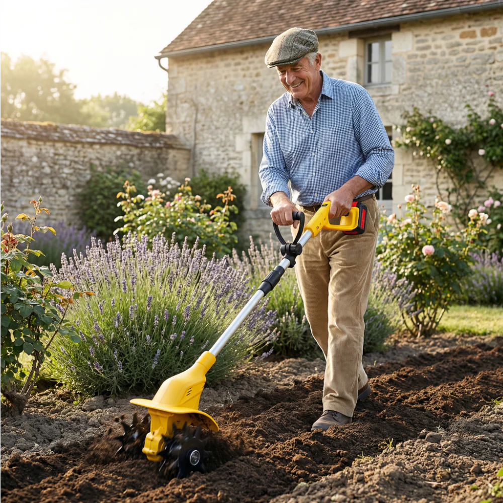 M10 Pro Motobineuse Électrique Sans Fil 20V | Motoculteur Portable de Jardin | Mini Cultivateur pour Potager et Bordures - Image 3
