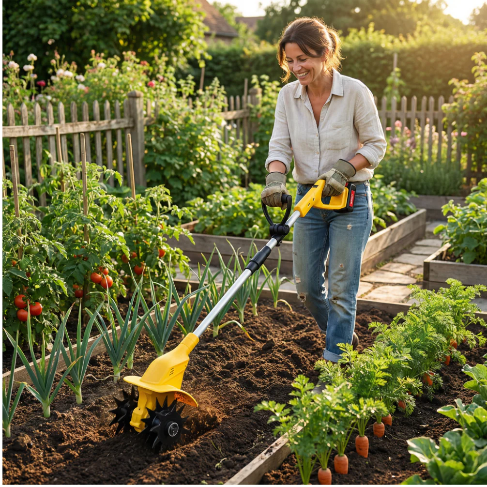 M10 Pro Motobineuse Électrique Sans Fil 20V | Motoculteur Portable de Jardin | Mini Cultivateur pour Potager et Bordures - Image 5