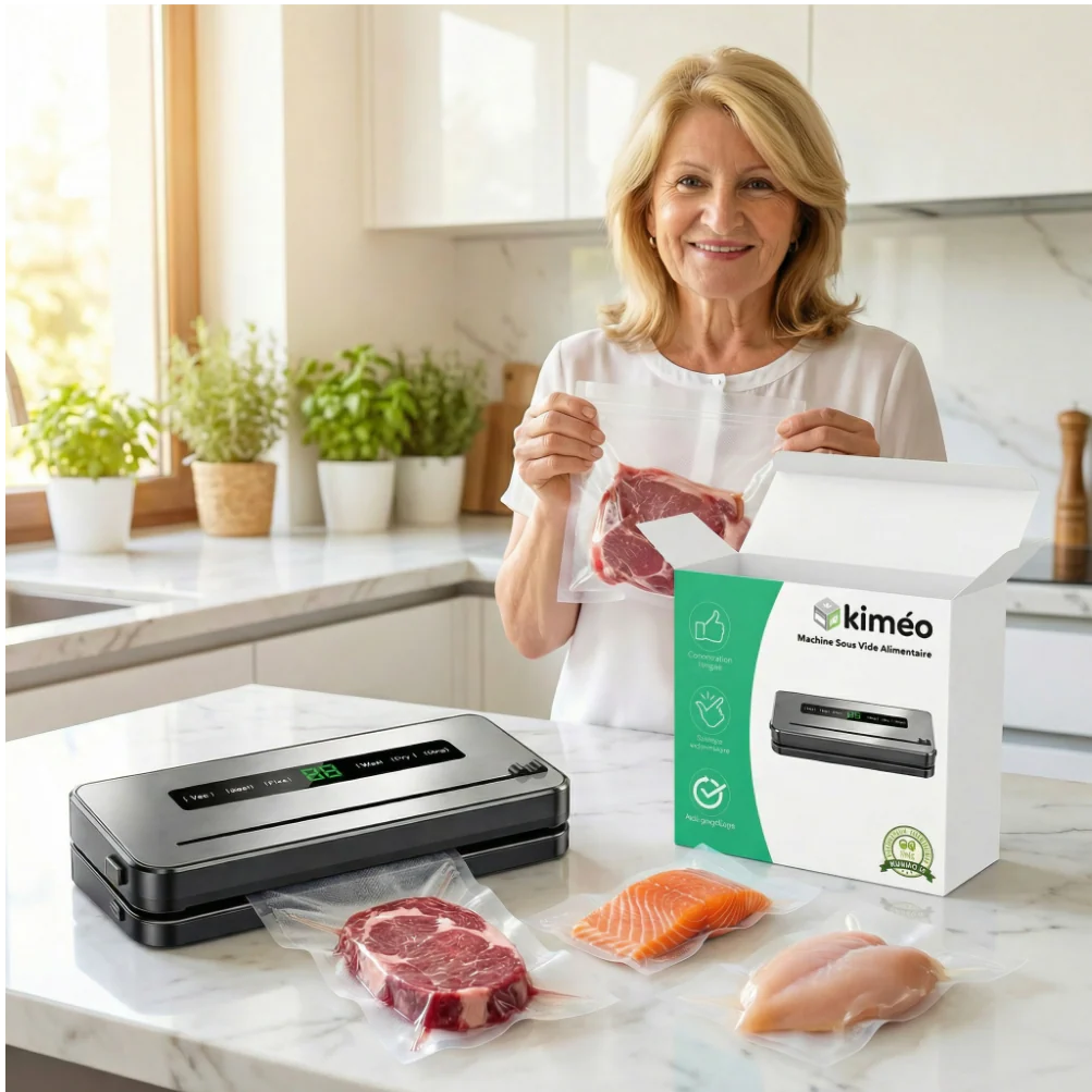 Machine Sous Vide Alimentaire | Conservation Optimale des Aliments – Scellage Automatique, Compacte, 10 Sacs Inclus