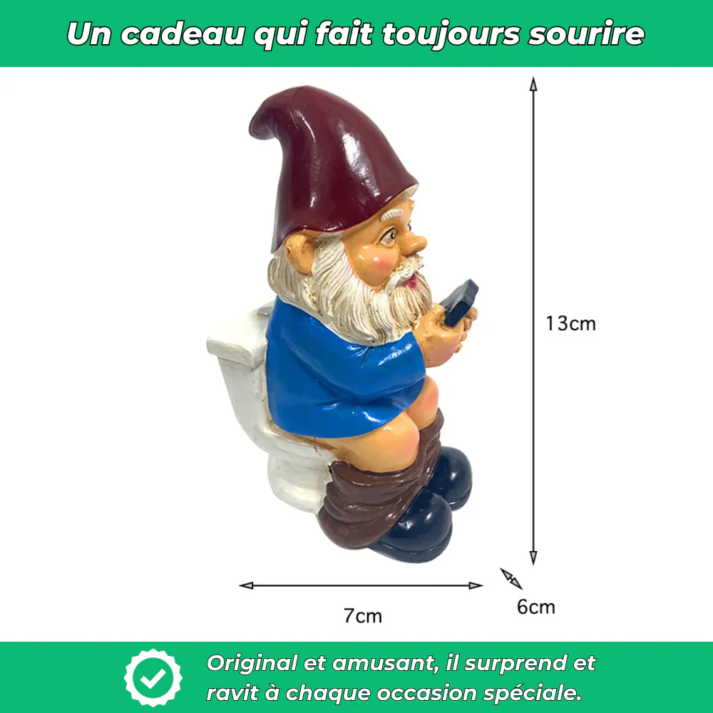 Nain de jardin aux WC décoratif en résine - Image 4