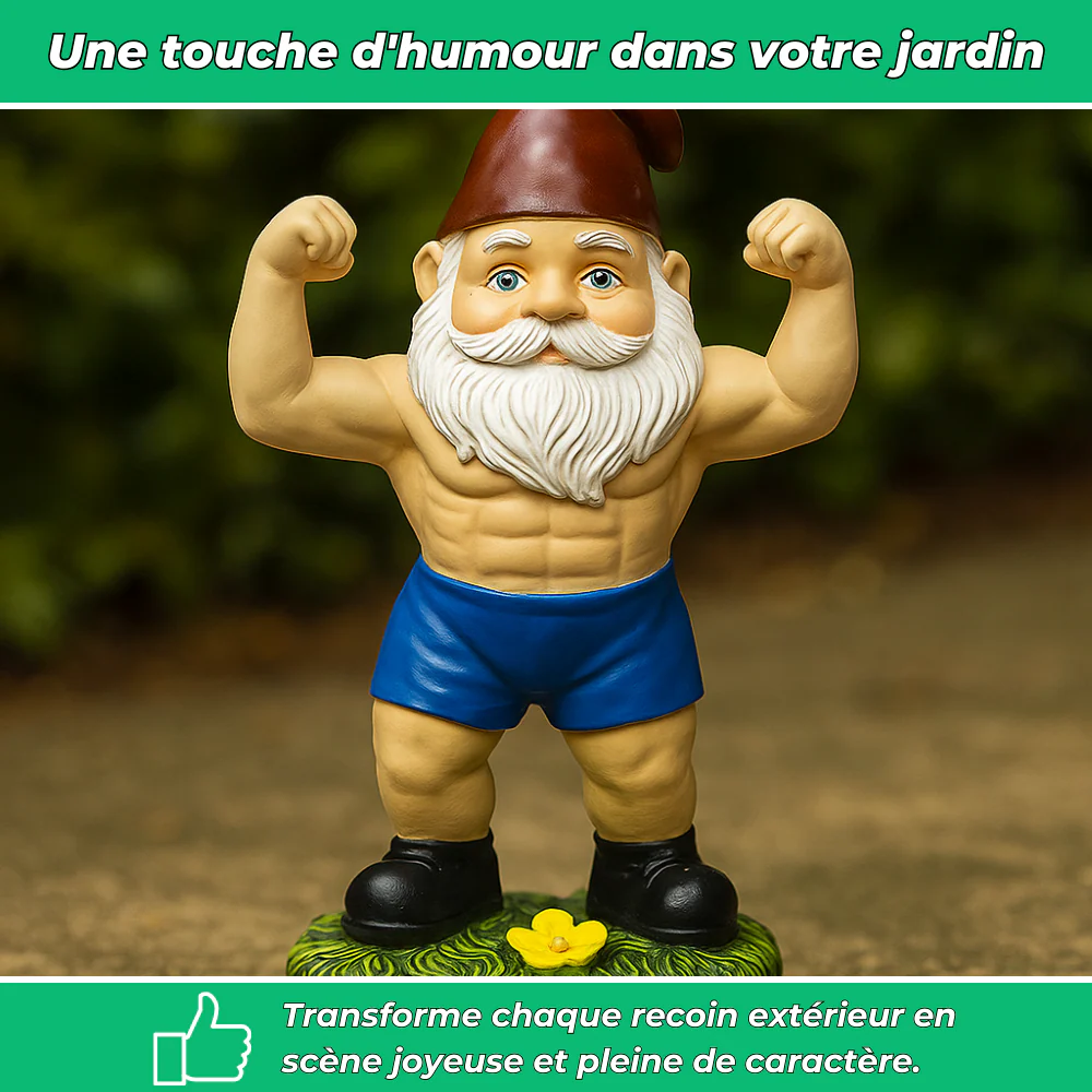 Nain de jardin musclé avec abdominaux - Image 2