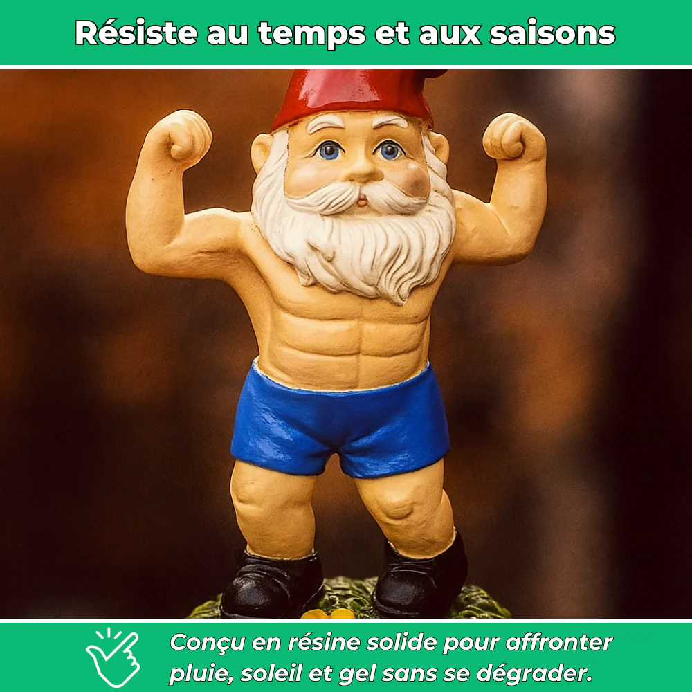 Nain de jardin musclé avec abdominaux - Image 3