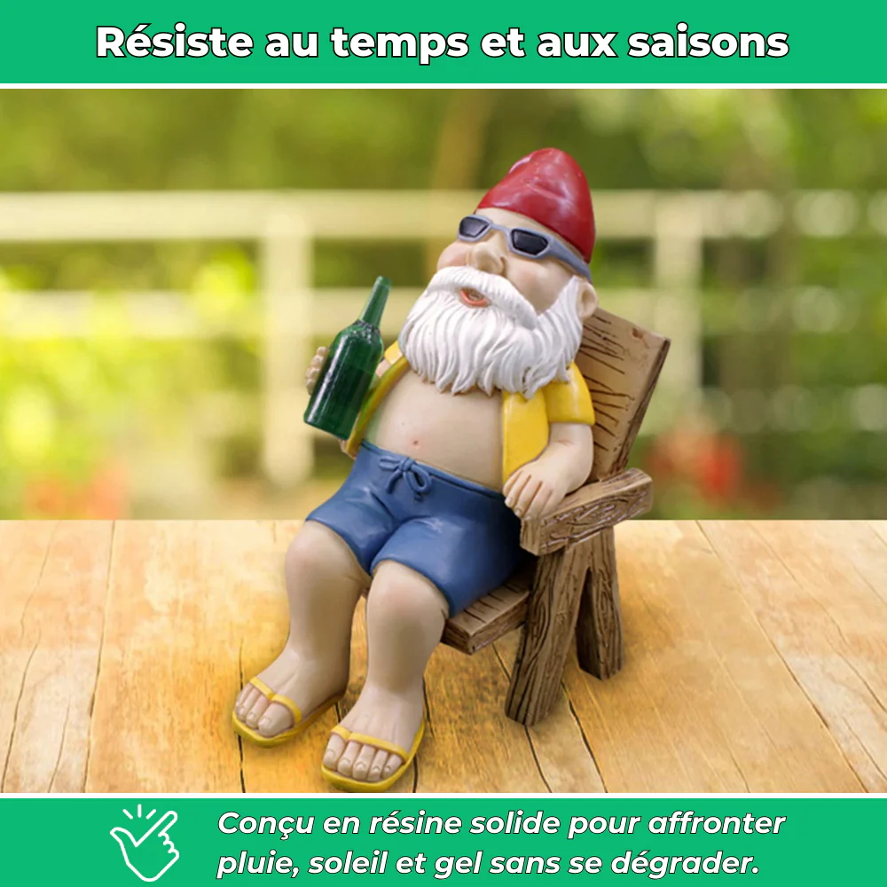 Nain de jardin assis détendu décoratif en résine - Image 3