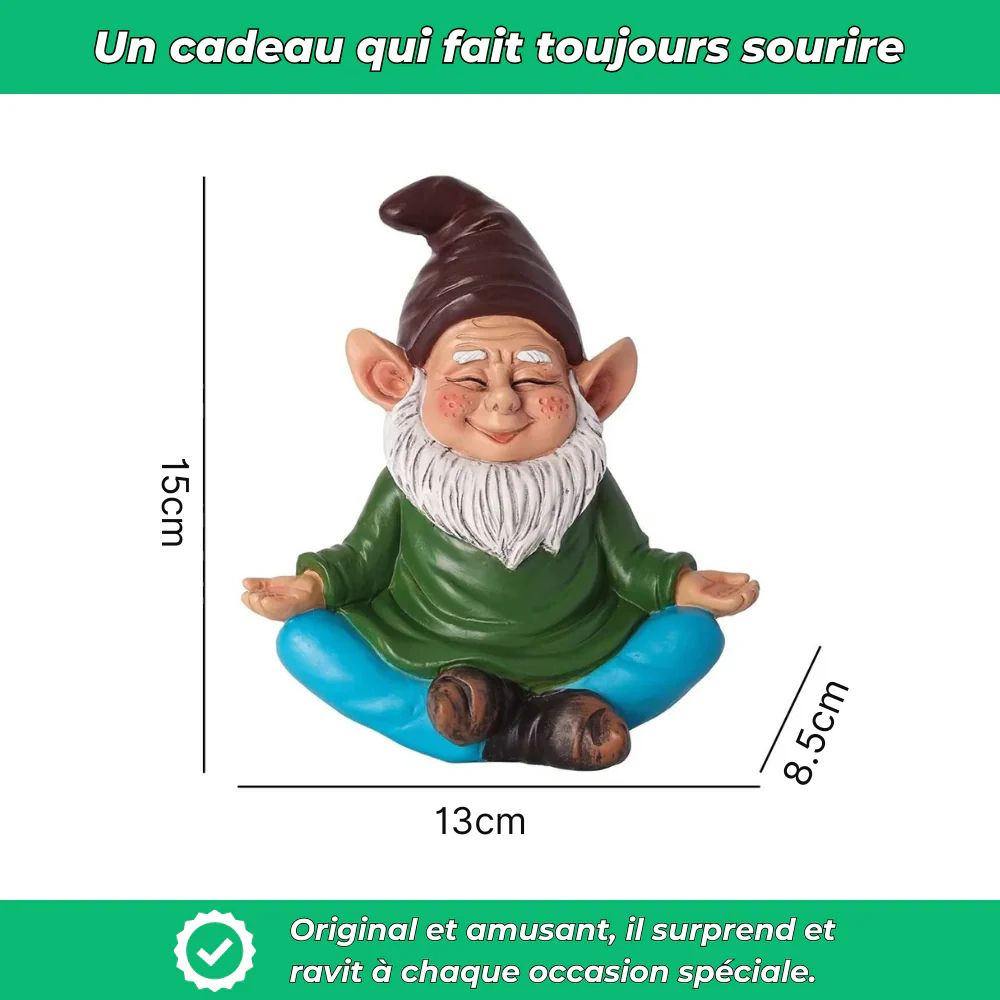 Nain de jardin souriant méditation en résine - Image 4