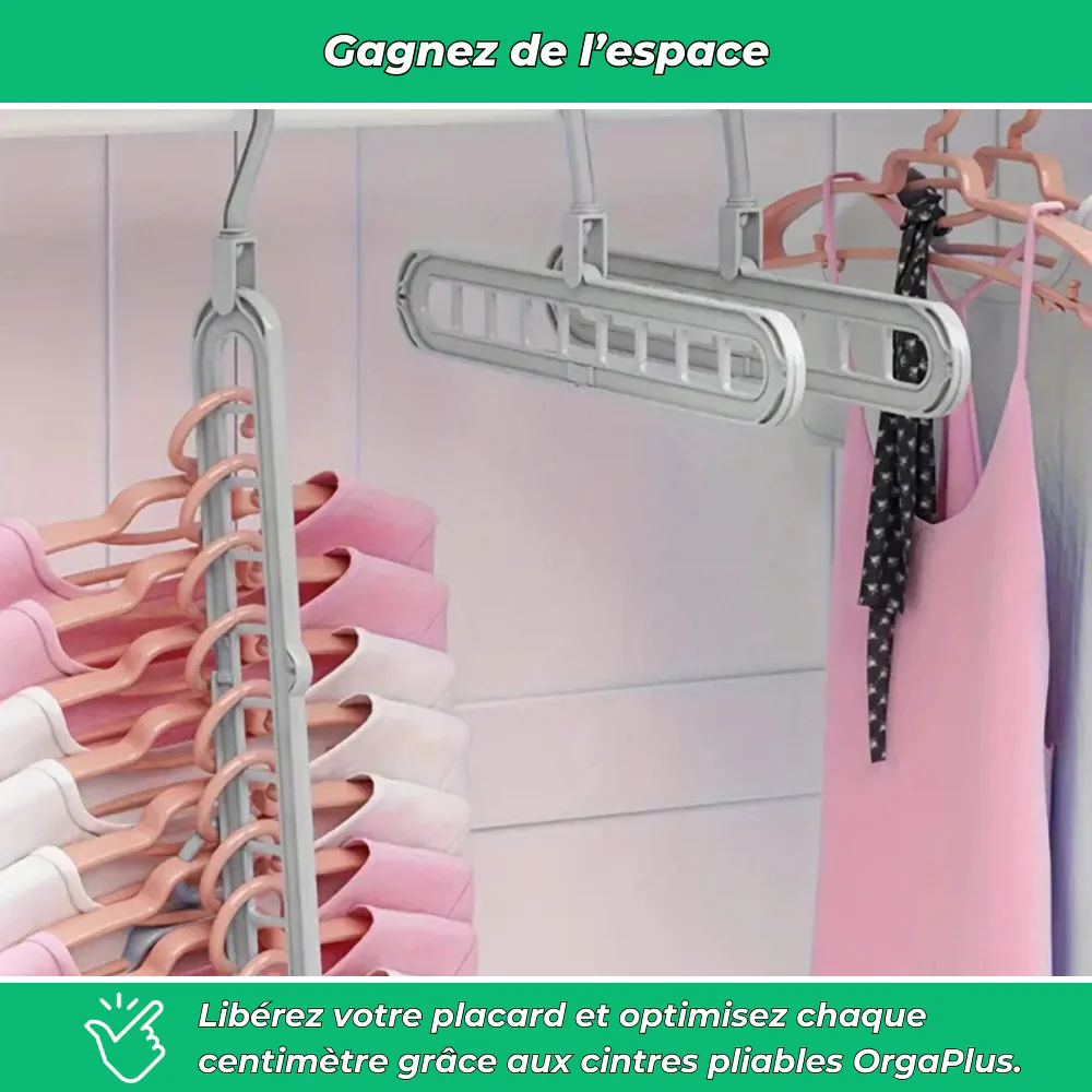OrgaPlus Lot de 3 Cintres Pliables 9 Trous – Organisateur Gain de Place pour Dressing, Chambre et Placard - Image 3
