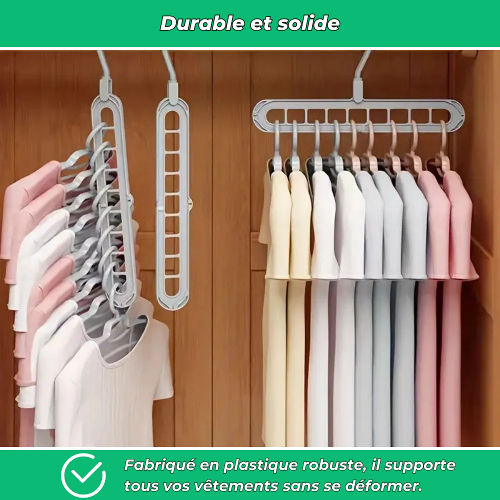 OrgaPlus Lot de 3 Cintres Pliables 9 Trous – Organisateur Gain de Place pour Dressing, Chambre et Placard - Image 4