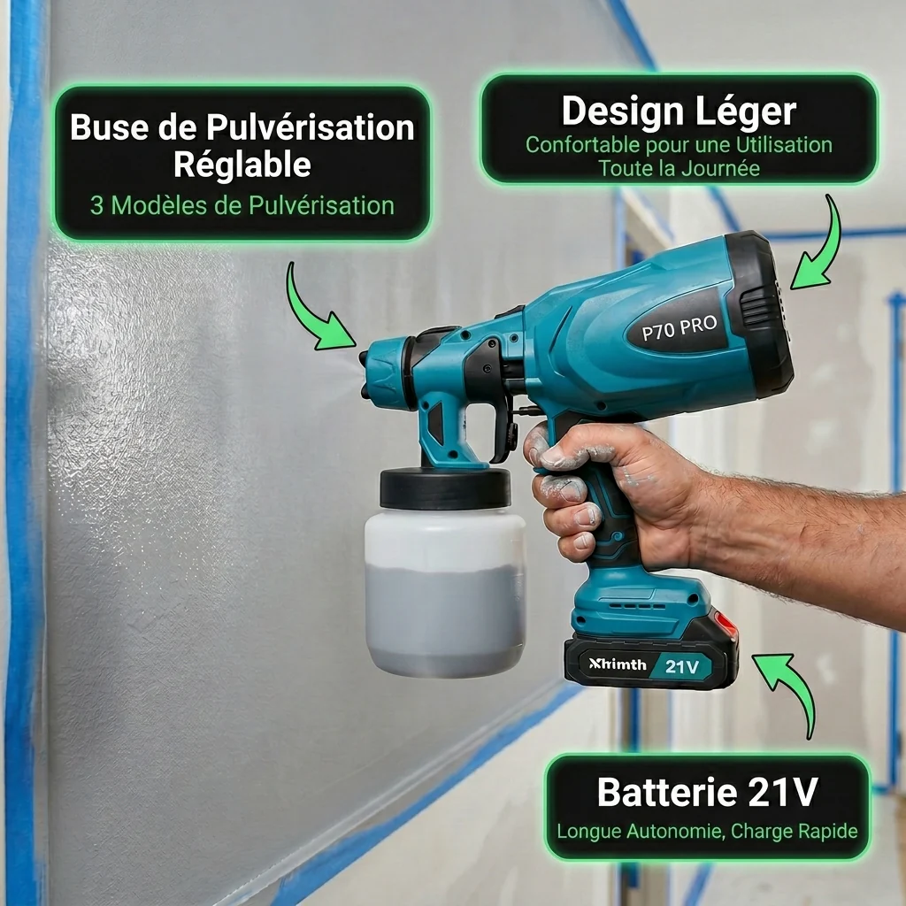 P70 PRO | Pistolet de Peinture Professionnel à Batterie | Élu produit de l'année - Image 4