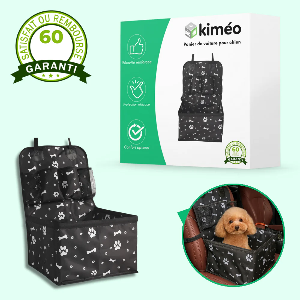 Panier de voiture pour chien – Siège avant avec tapis anti-rayures, poches latérales et housse de ceinture de sécurité - Image 2