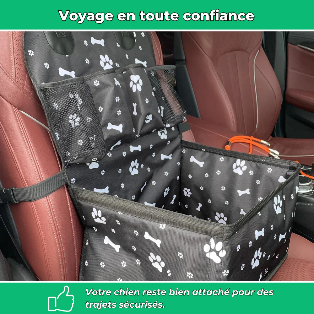 Panier de voiture pour chien – Siège avant avec tapis anti-rayures, poches latérales et housse de ceinture de sécurité - Image 3