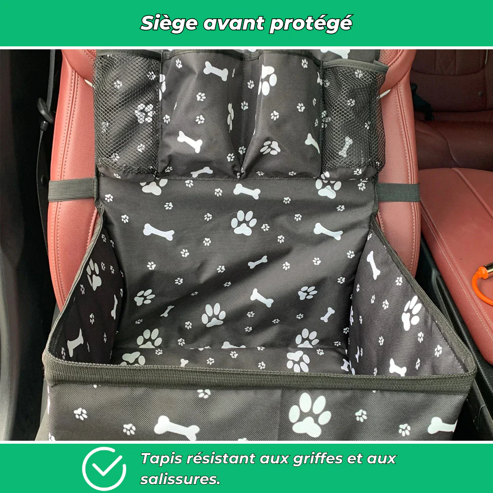 Panier de voiture pour chien – Siège avant avec tapis anti-rayures, poches latérales et housse de ceinture de sécurité - Image 5