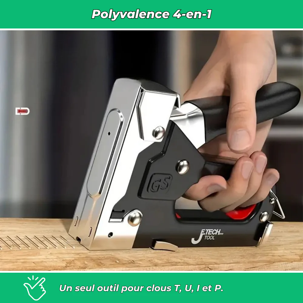 Pistolet à clous manuel 4-en-1 robuste sans électricité pour bricolage, meubles et construction - Image 3