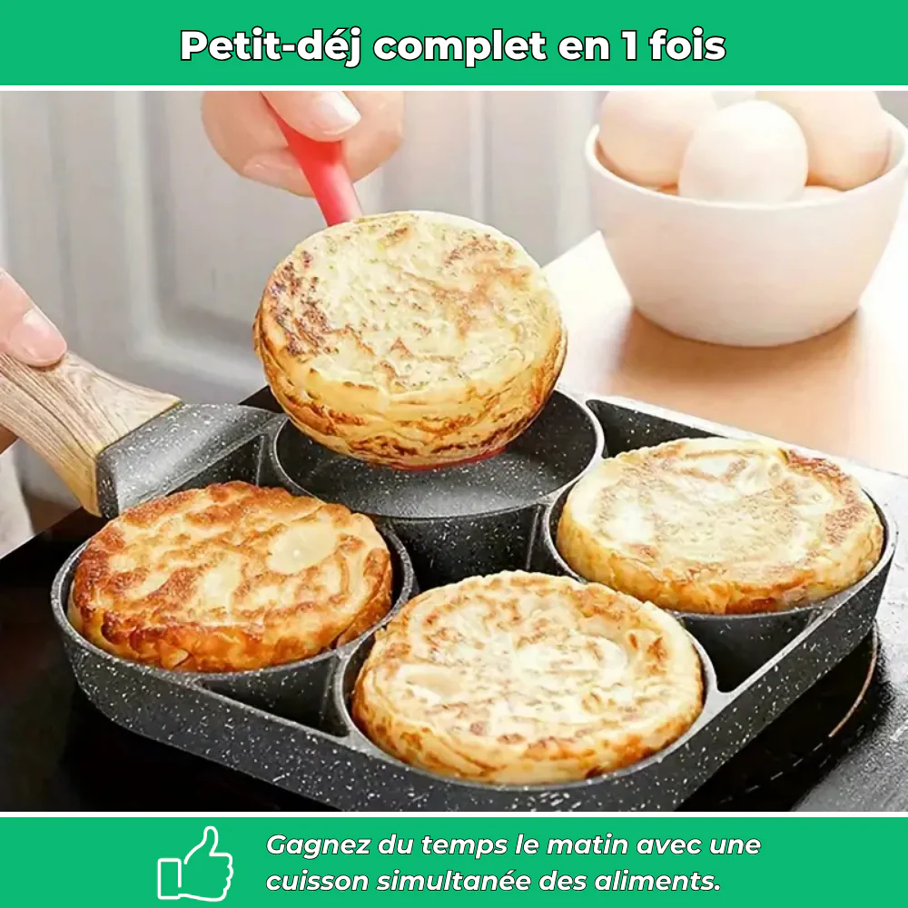 Poêle 4 compartiments antiadhésive pour petits-déjeuners variés - Image 3