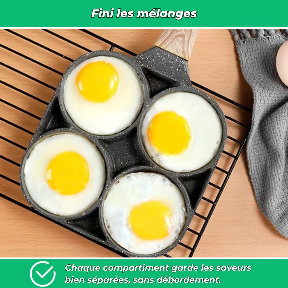 Poêle 4 compartiments antiadhésive pour petits-déjeuners variés - Image 4