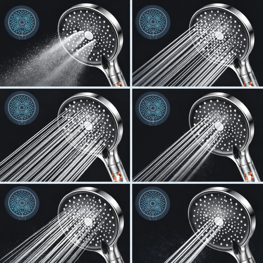 Pommeau de Douche Anti-Calcaire 130mm | Économie d’Eau | 6 Types de Jets Haute Pression - Image 4