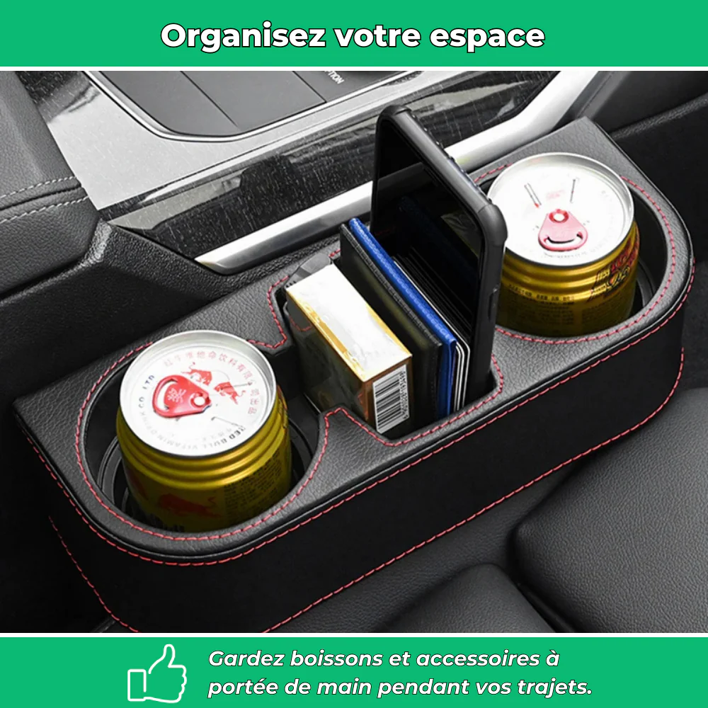 Porte-gobelet voiture double avec rangement intégré - Image 3