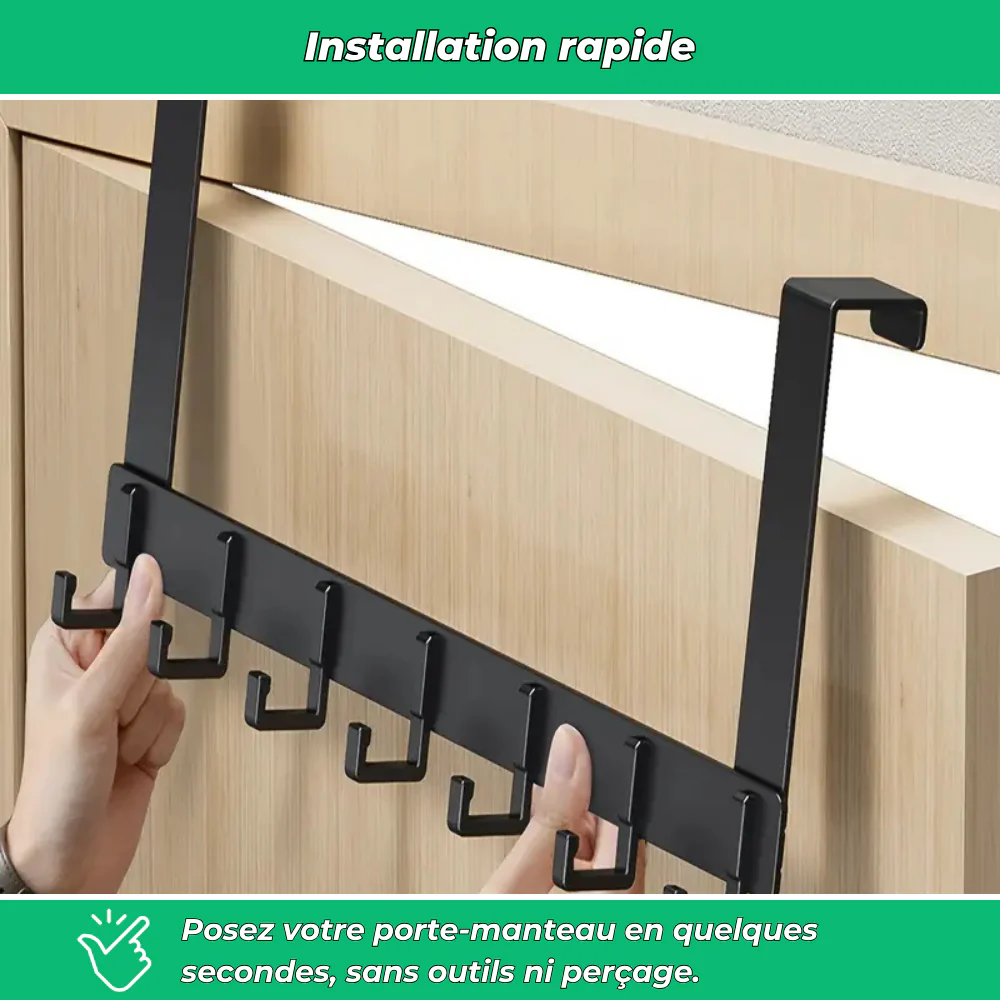 Porte-manteau mural en aluminium sans perçage – 6 crochets robustes pour vêtements et accessoires - Image 3