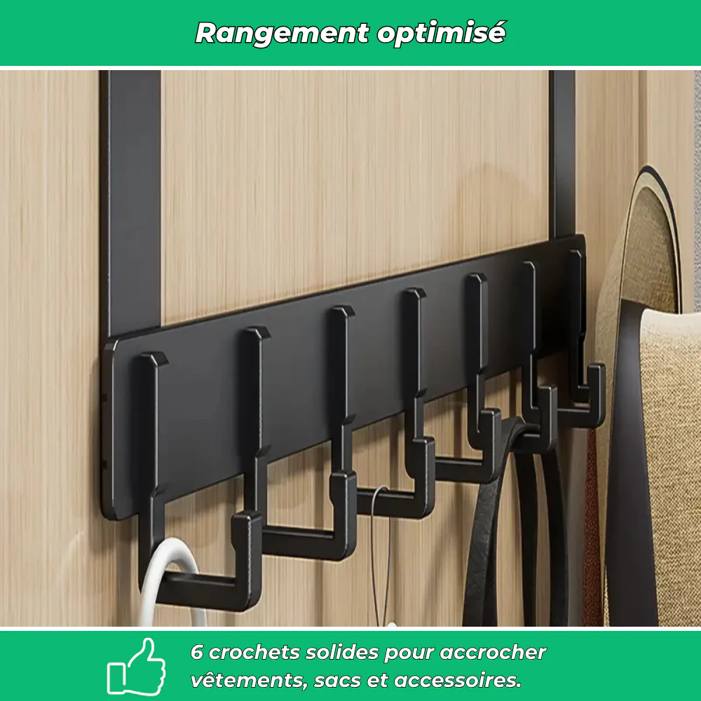 Porte-manteau mural en aluminium sans perçage – 6 crochets robustes pour vêtements et accessoires - Image 4
