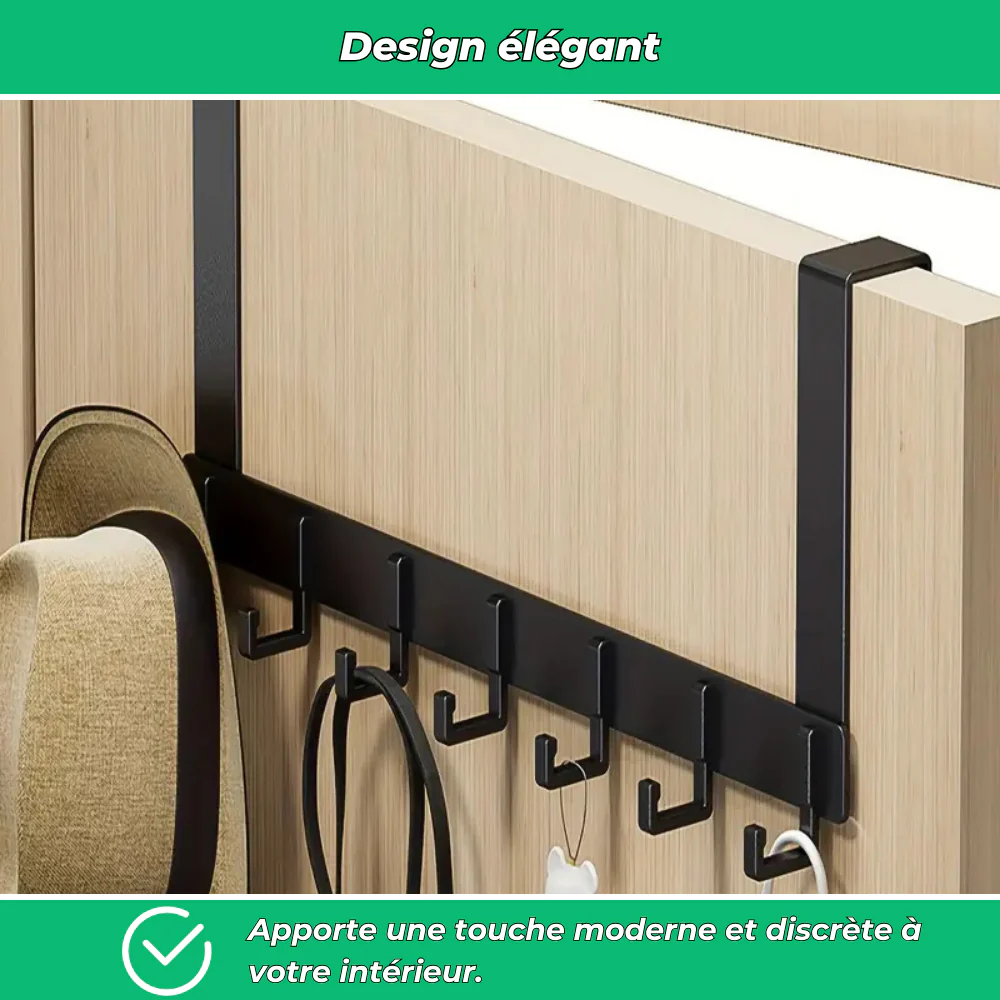 Porte-manteau mural en aluminium sans perçage – 6 crochets robustes pour vêtements et accessoires - Image 5