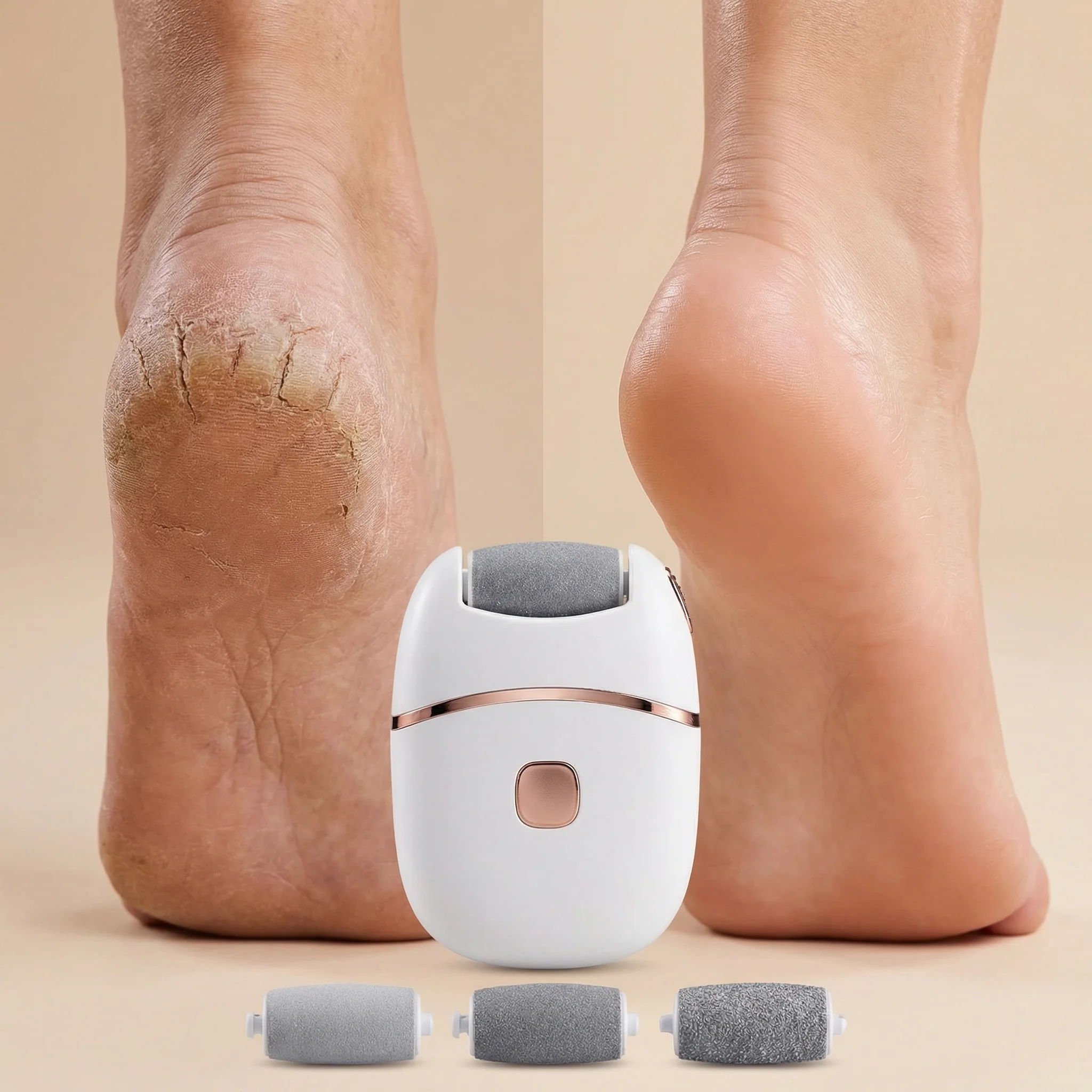 Râpe Pieds Électrique Rechargeable avec 6 Têtes | Pédicure Maison, Anti Callosités, Lime Pieds USB - Image 3