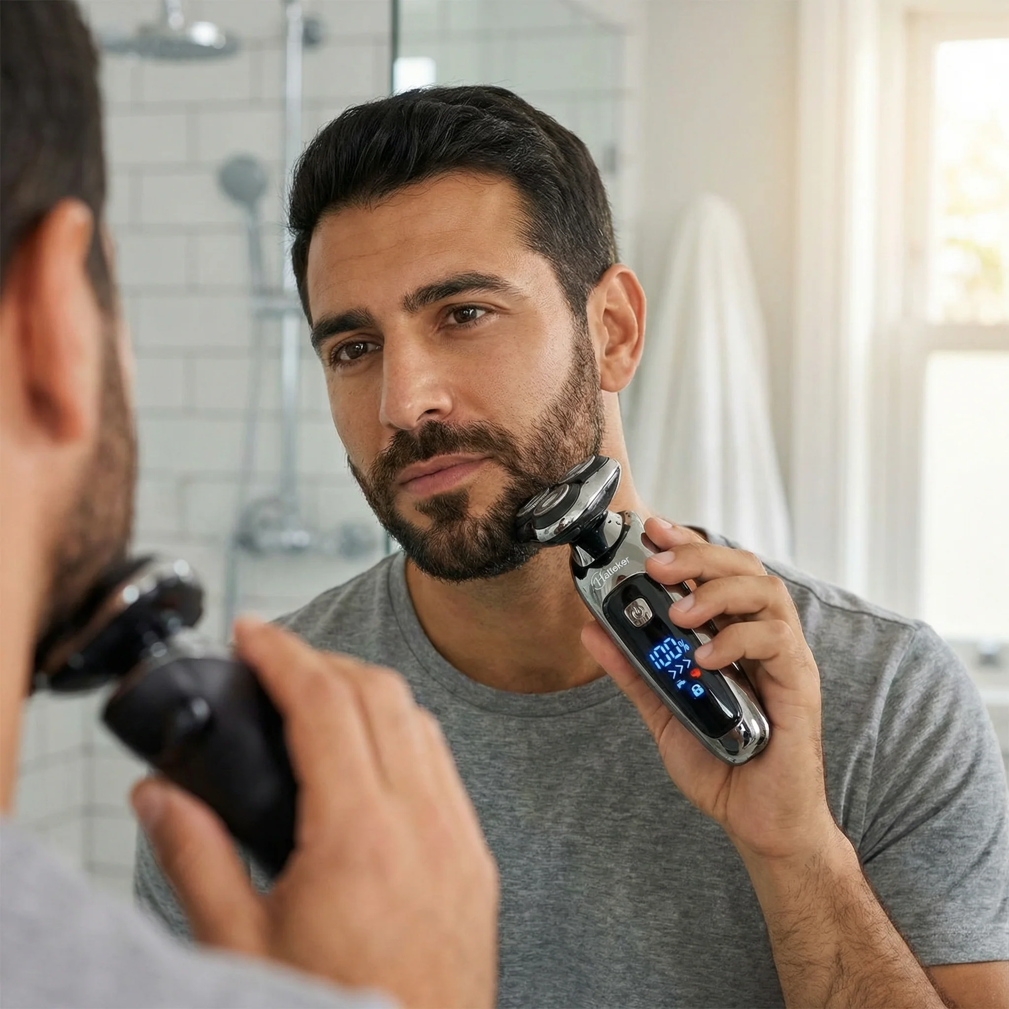 Rasoir Hommes Électrique Rotatif Professionnelle Rechargeable Étanche 3-en-1 Barbe Cheveux Tondeuse - Image 3