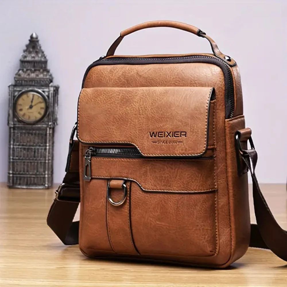 Sac à bandoulière vintage en cuir pour homme - Image 6