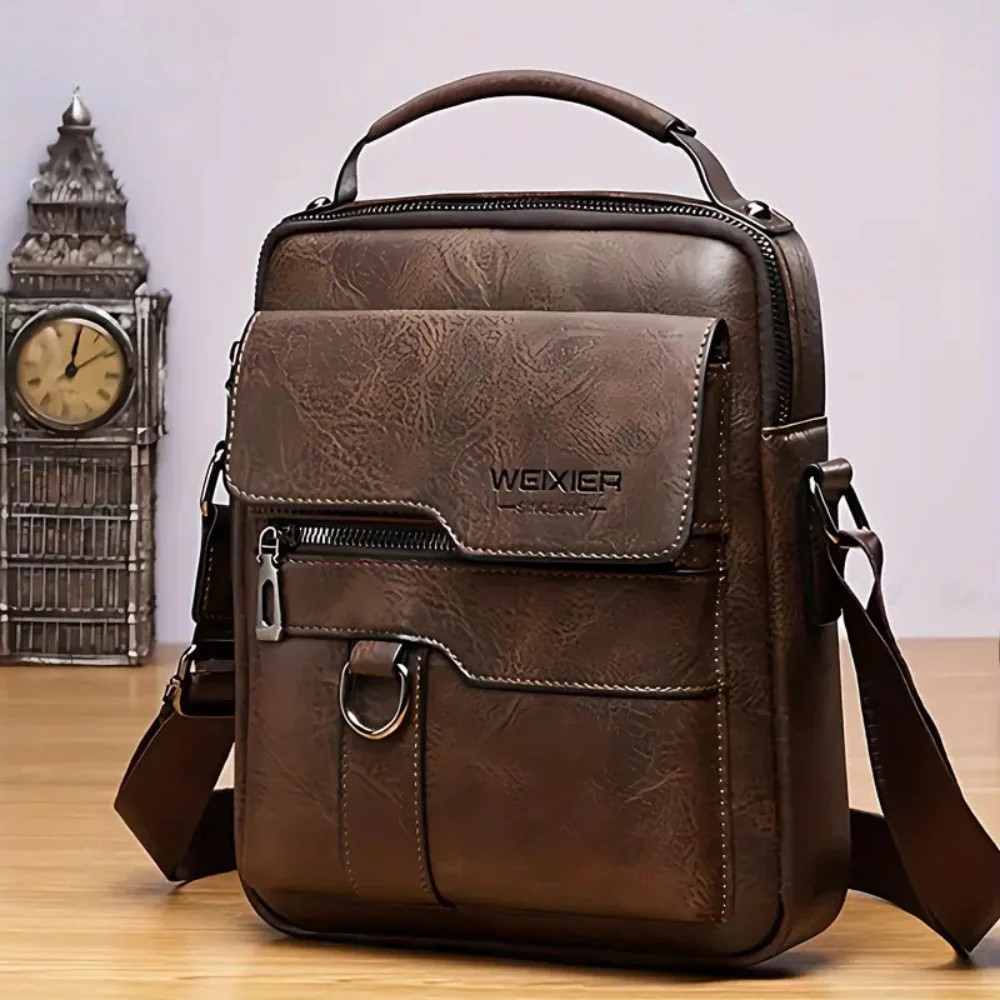 Sac à bandoulière vintage en cuir pour homme - Image 7