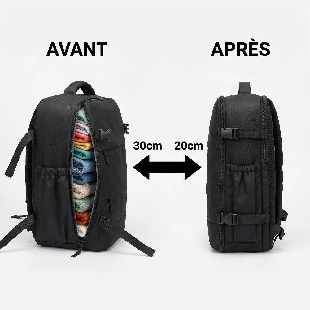 Sac à Dos de Voyage à Compression Sous Vide | Sac de Voyage Cabine 40x25x20 Compatible Avion Grande Capacité - Image 4