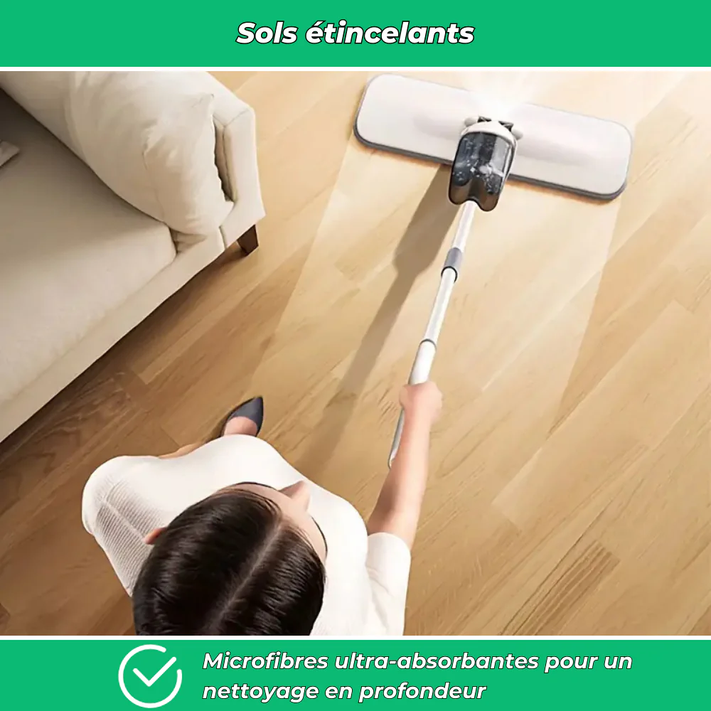 Serpillière à pulvérisation microfibres avec manche inox pour sols secs et humides - Image 3