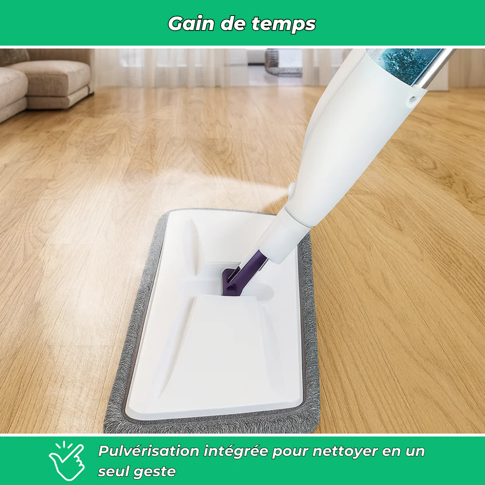 Serpillière à pulvérisation microfibres avec manche inox pour sols secs et humides - Image 4