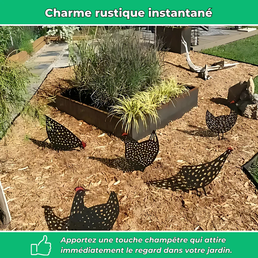 Silhouettes de poules plates – Décoration champêtre pour jardin - Image 3