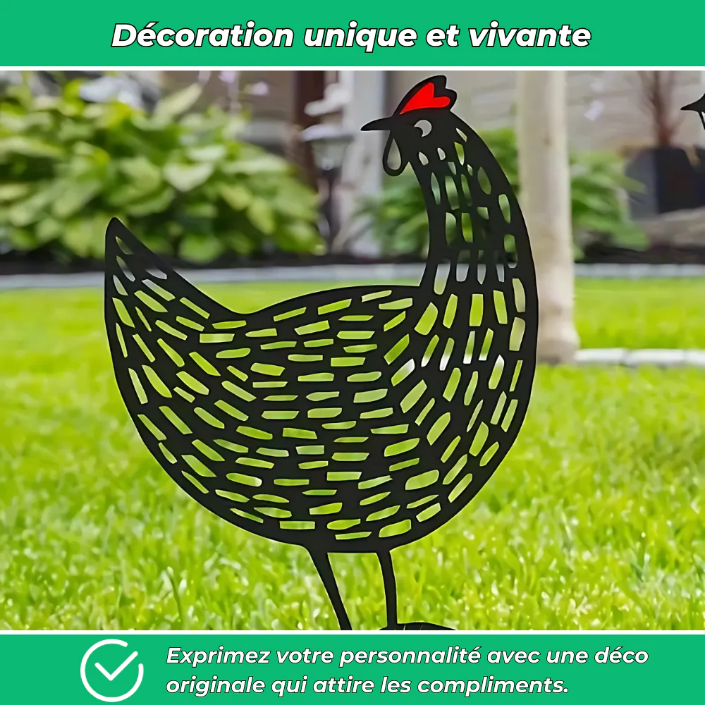 Silhouettes de poules plates – Décoration champêtre pour jardin - Image 4