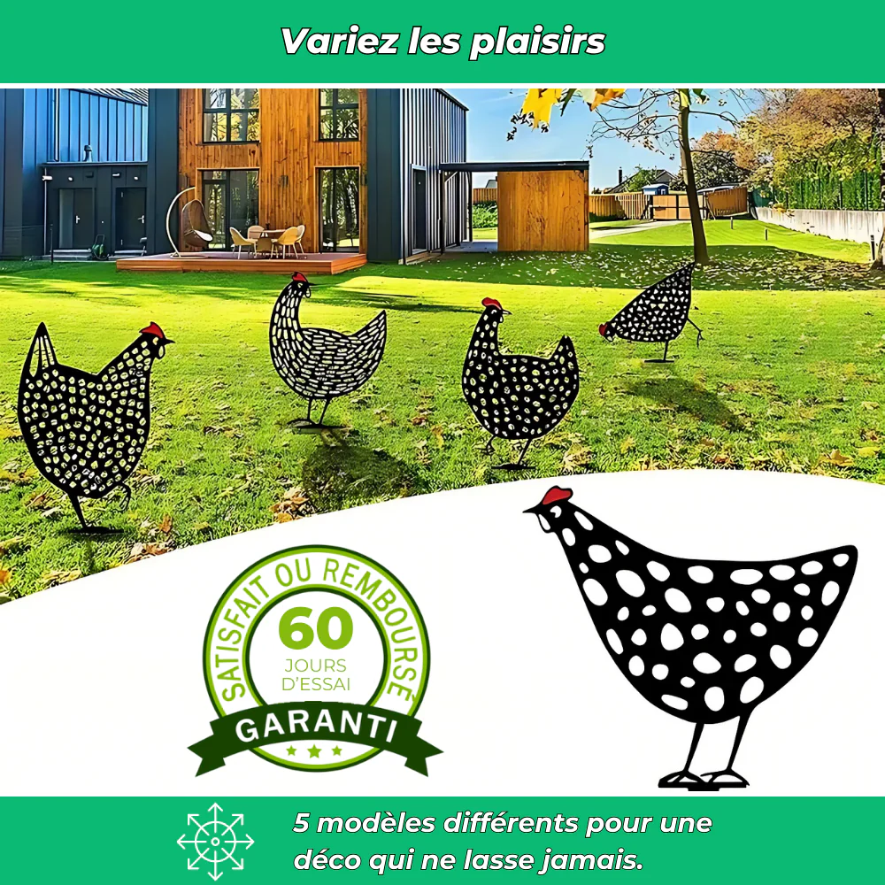 Silhouettes de poules plates – Décoration champêtre pour jardin - Image 5