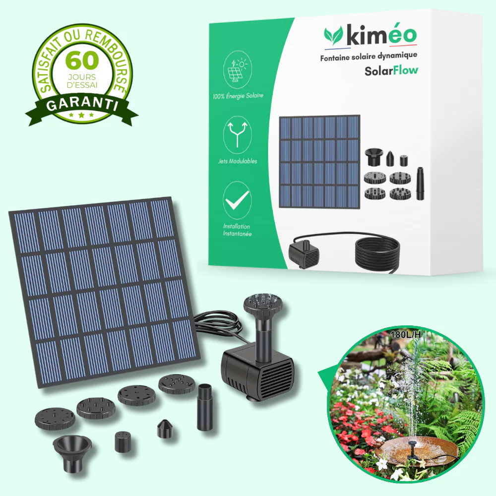 SolarFlow Fontaine Solaire Dynamique – Décoration de Jardin avec Pompe Solaire Écologique - Image 2