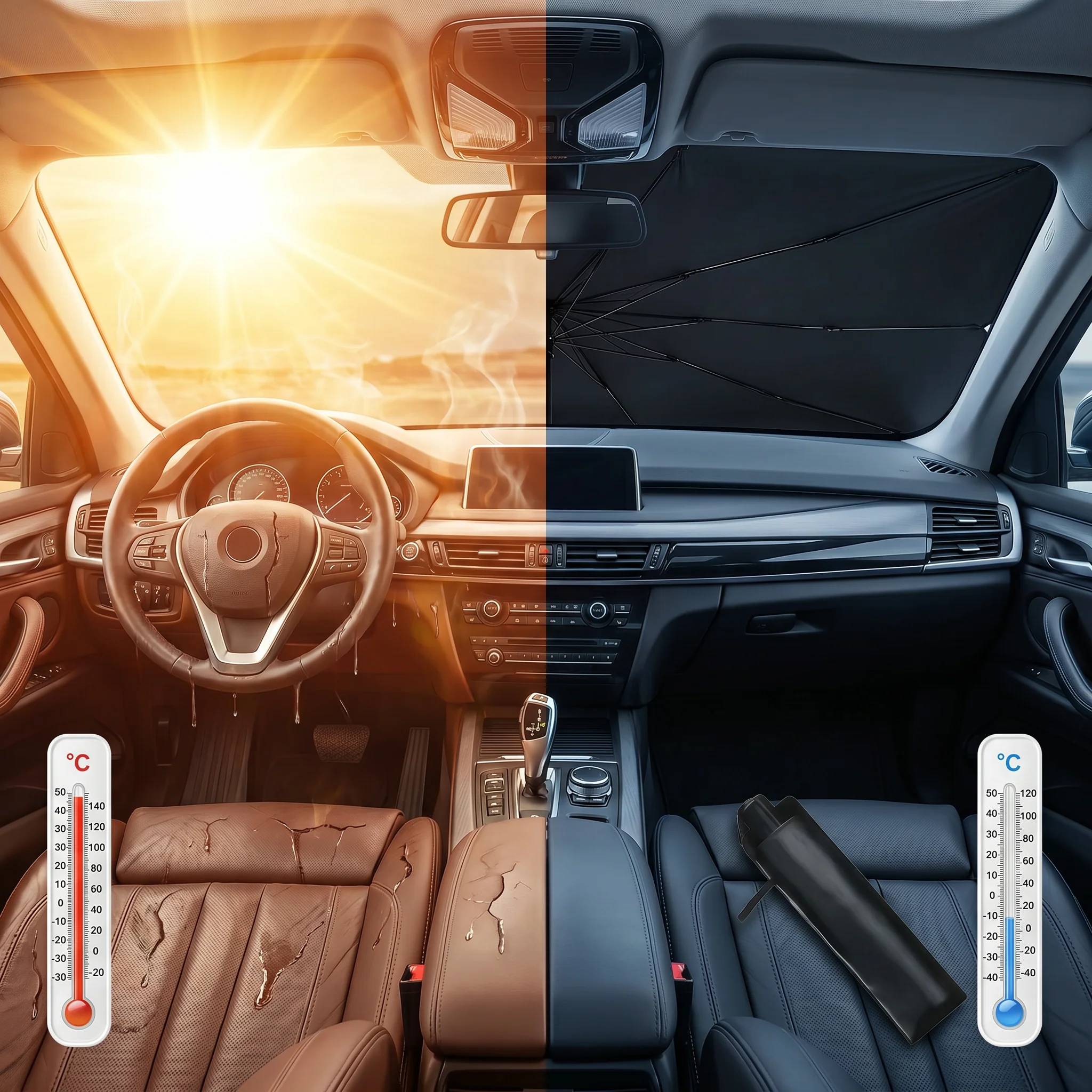 SunBloc – Pare-soleil voiture repliable, protection thermique anti-UV - Image 3