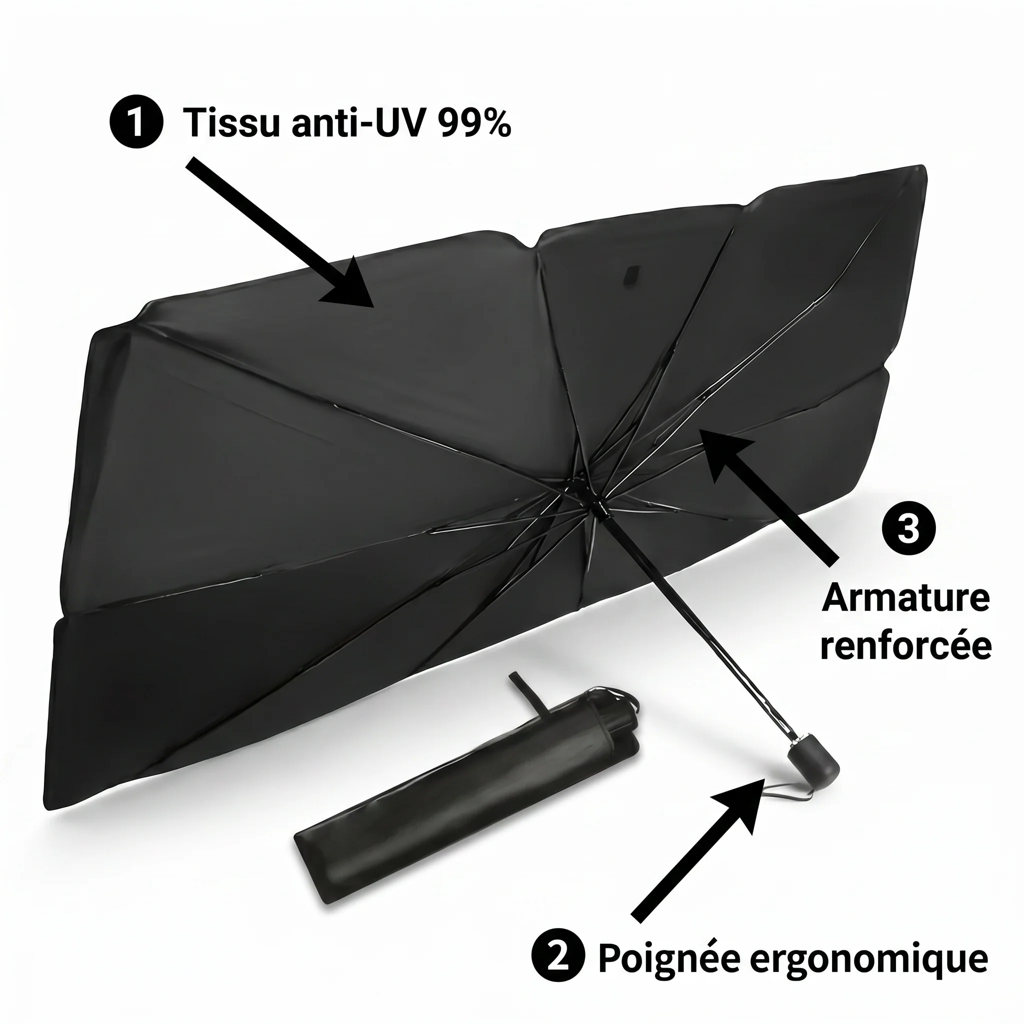 SunBloc – Pare-soleil voiture repliable, protection thermique anti-UV - Image 4