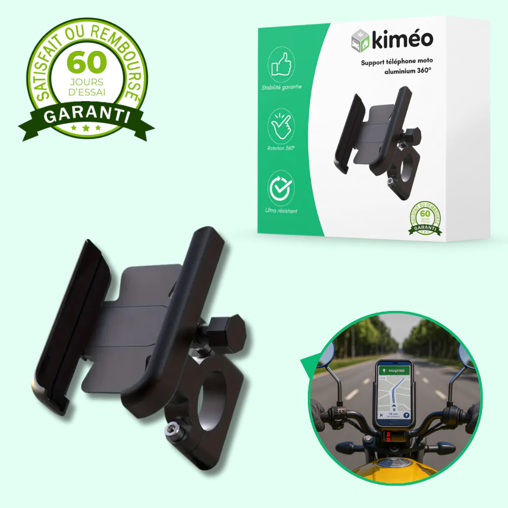 Support téléphone moto aluminium 360° – Fixation GPS anti-tremblement - Image 2