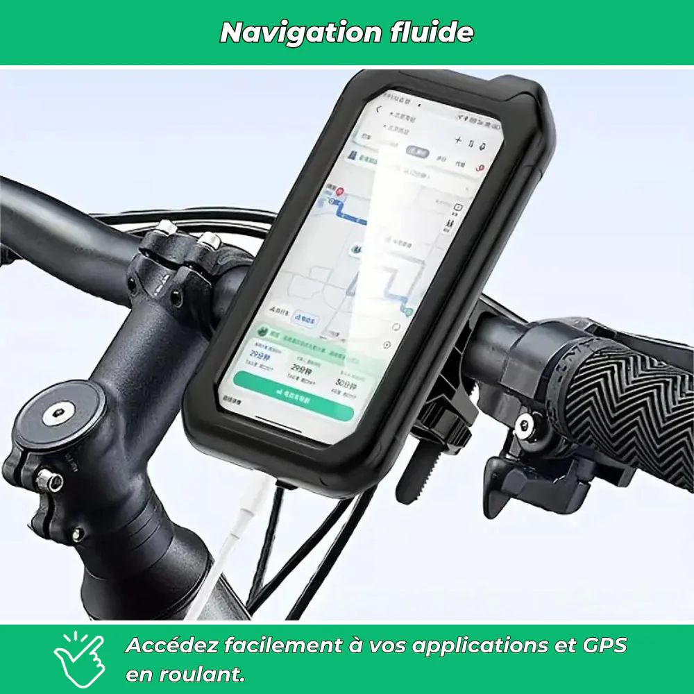 Support téléphone vélo 360° étanche – Porte-téléphone antichoc pour VTT, vélo électrique et moto - Image 3