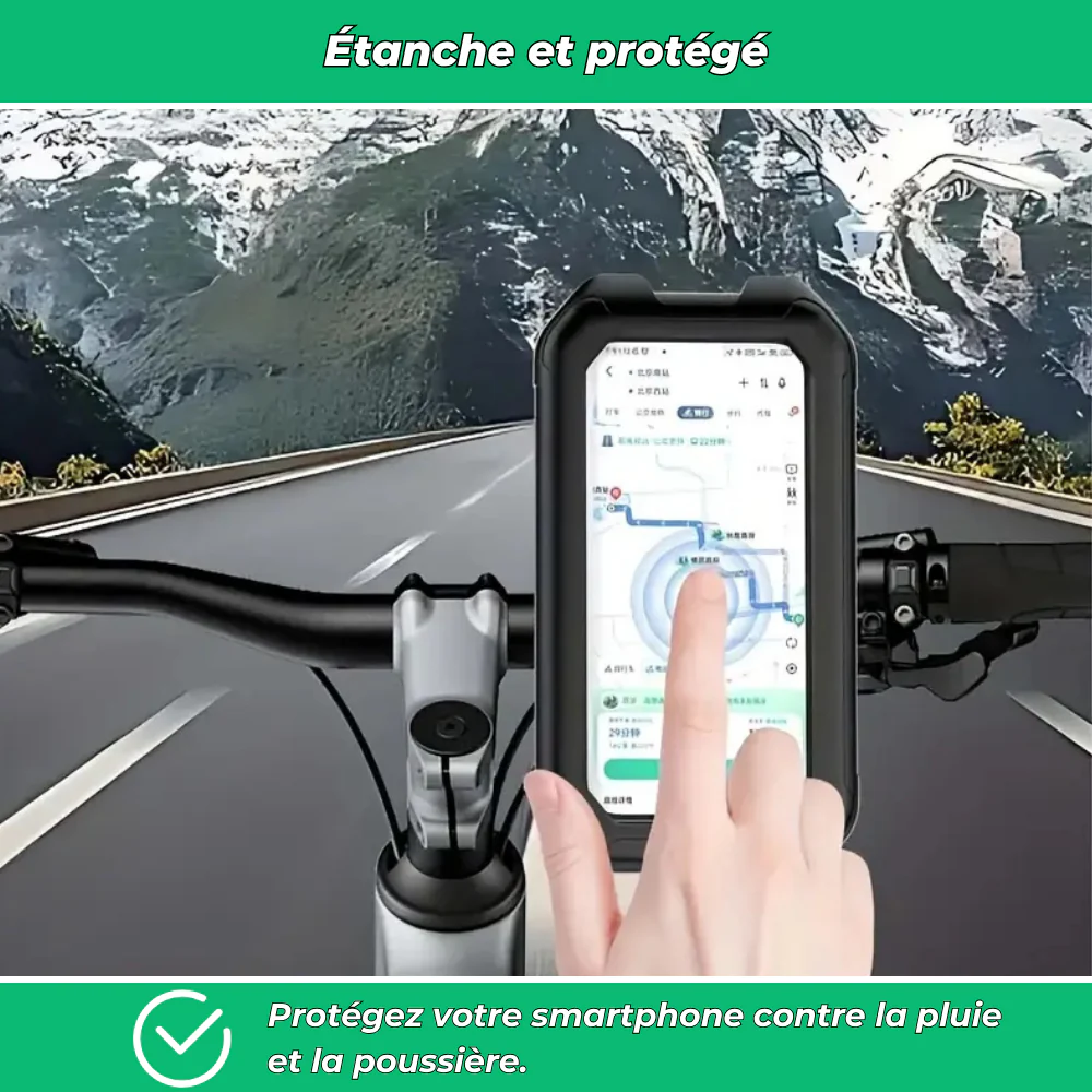 Support téléphone vélo 360° étanche – Porte-téléphone antichoc pour VTT, vélo électrique et moto - Image 4