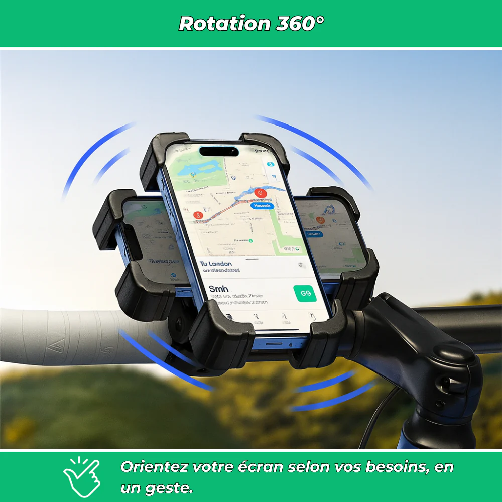 Support téléphone vélo 360° – Fixation guidon universelle anti-choc - Image 4