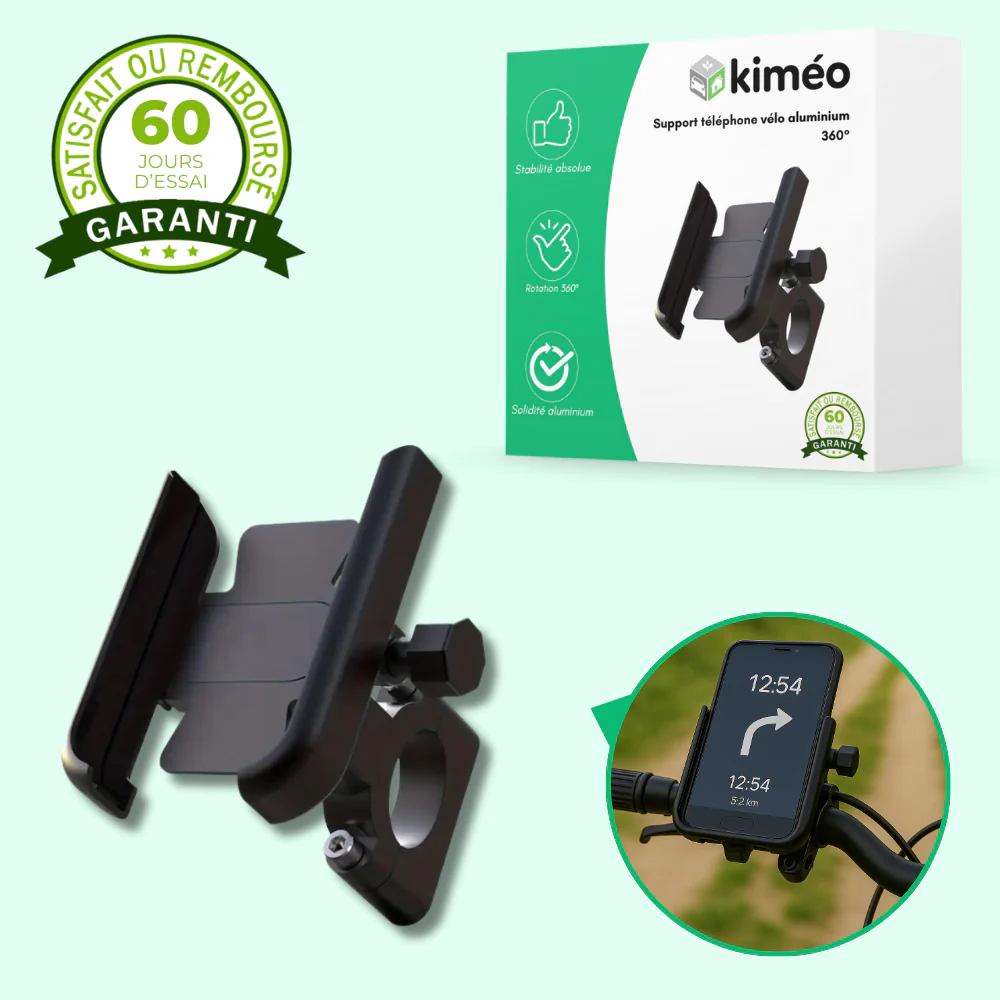 Support téléphone vélo aluminium 360° – Fixation GPS anti-vibrations universelle - Image 2