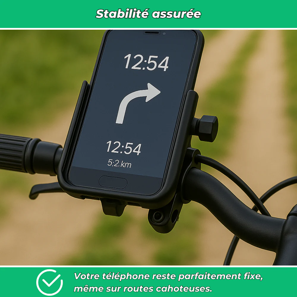 Support téléphone vélo aluminium 360° – Fixation GPS anti-vibrations universelle - Image 3