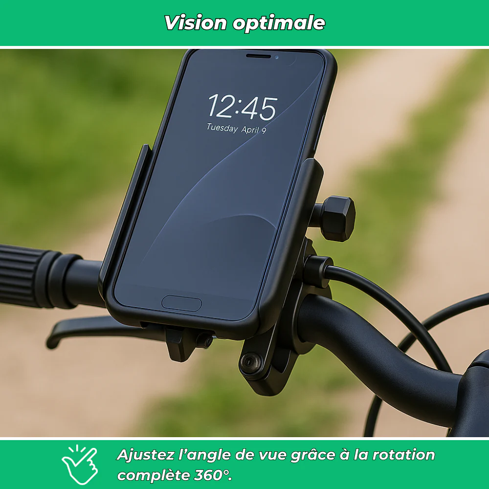Support téléphone vélo aluminium 360° – Fixation GPS anti-vibrations universelle - Image 4