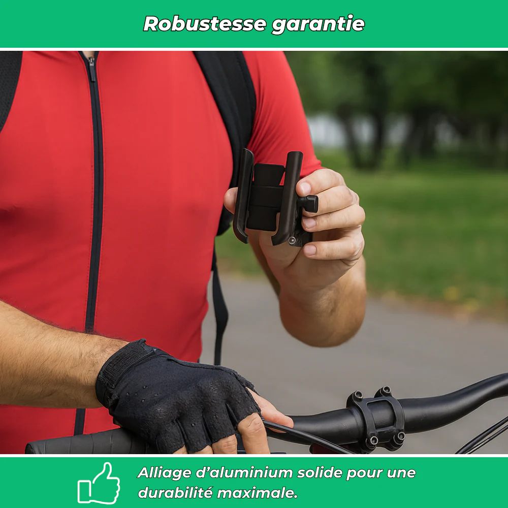 Support téléphone vélo aluminium 360° – Fixation GPS anti-vibrations universelle - Image 5
