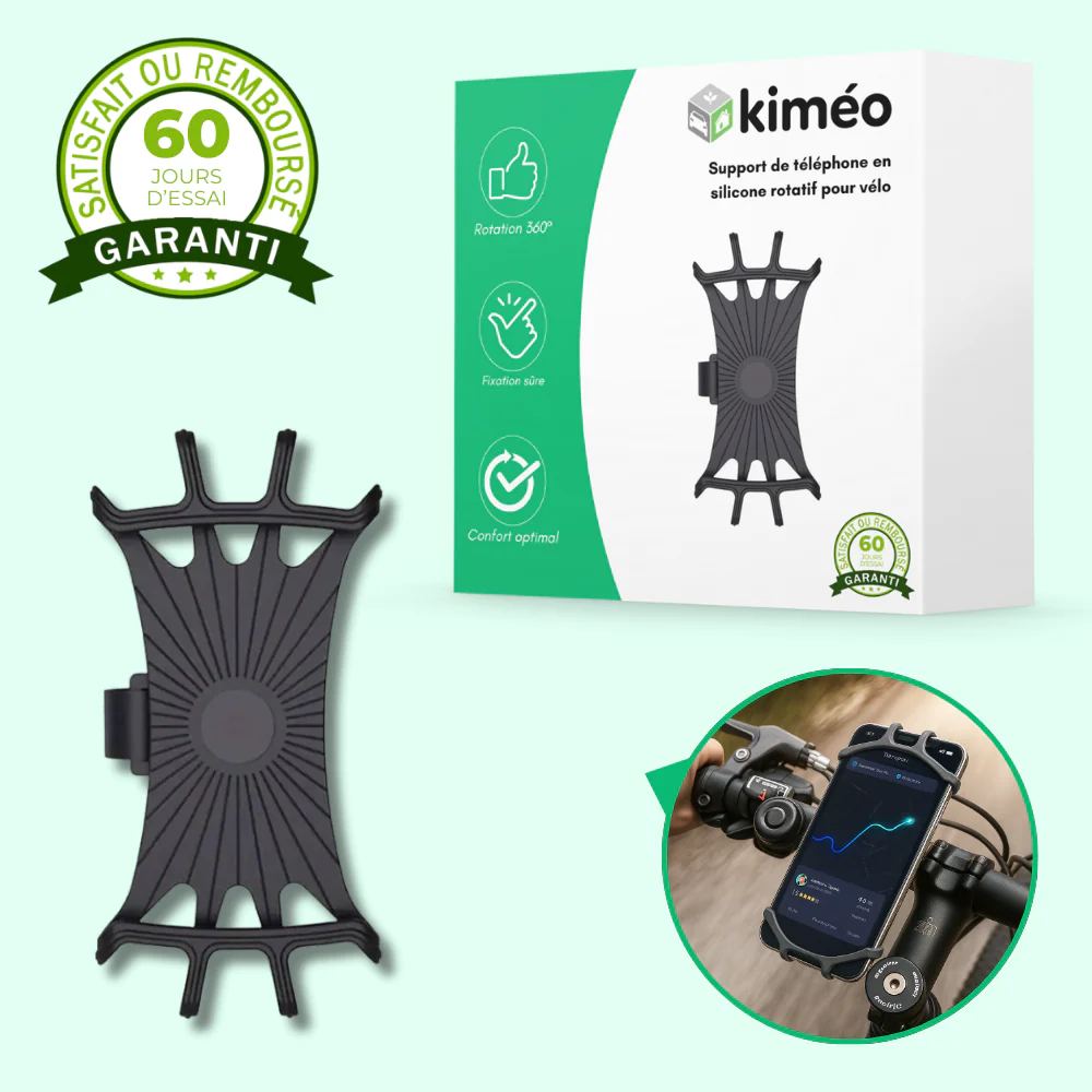 Support téléphone vélo silicone 360° – Porte-smartphone universel rotatif pour guidon de vélo - Image 2