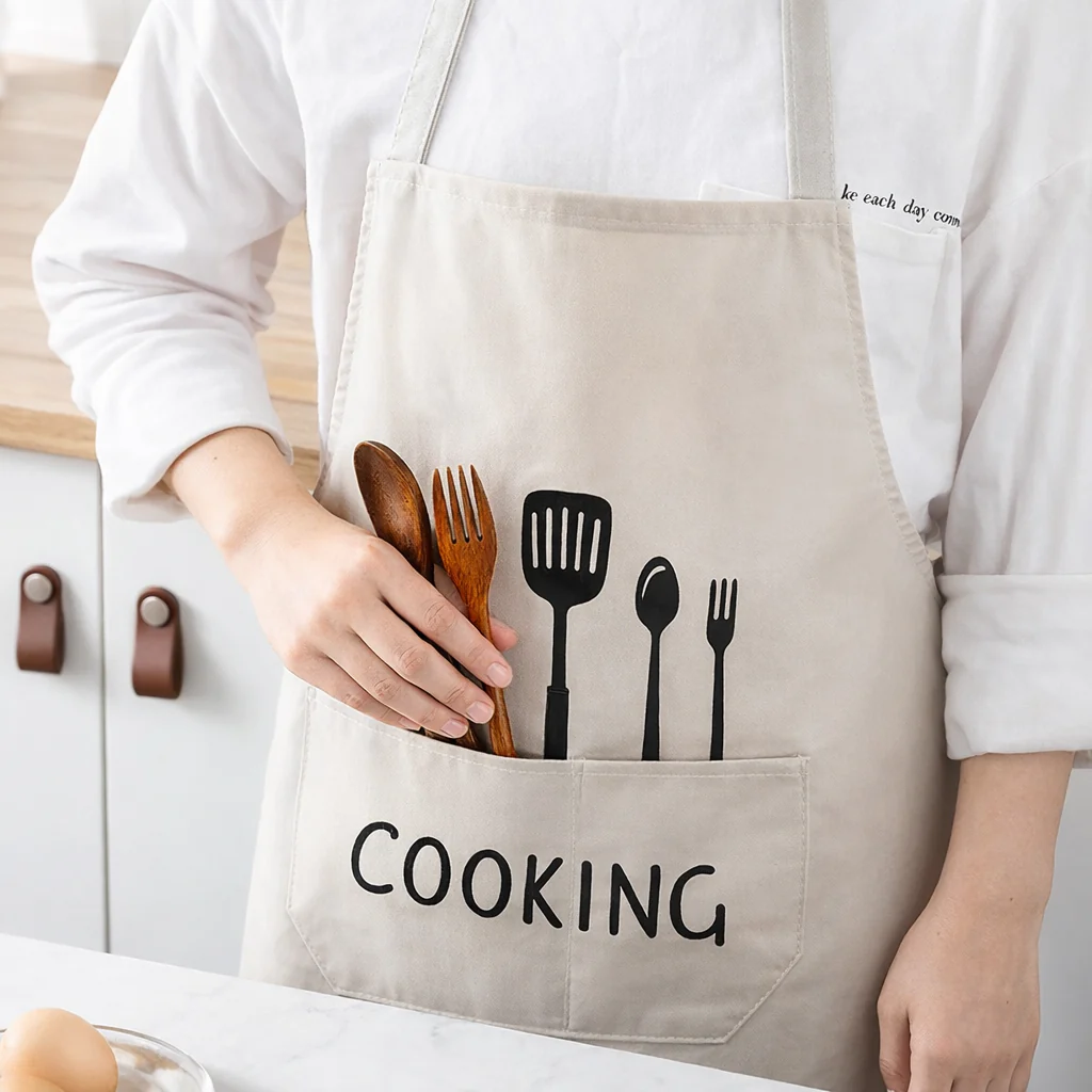 Tablier de Cuisine Imperméable “Cooking” Ajustable en Polyester – Unisexe, Résistant aux Taches et à l’Huile - Image 4