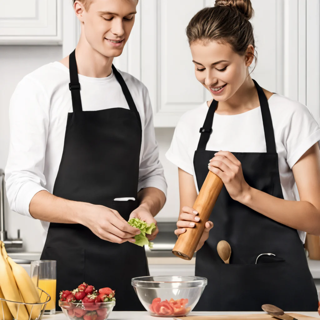 Tablier de Cuisine Unisexe Noir avec 2 Poches et Bretelles Réglables – Usage Professionnel - Image 2