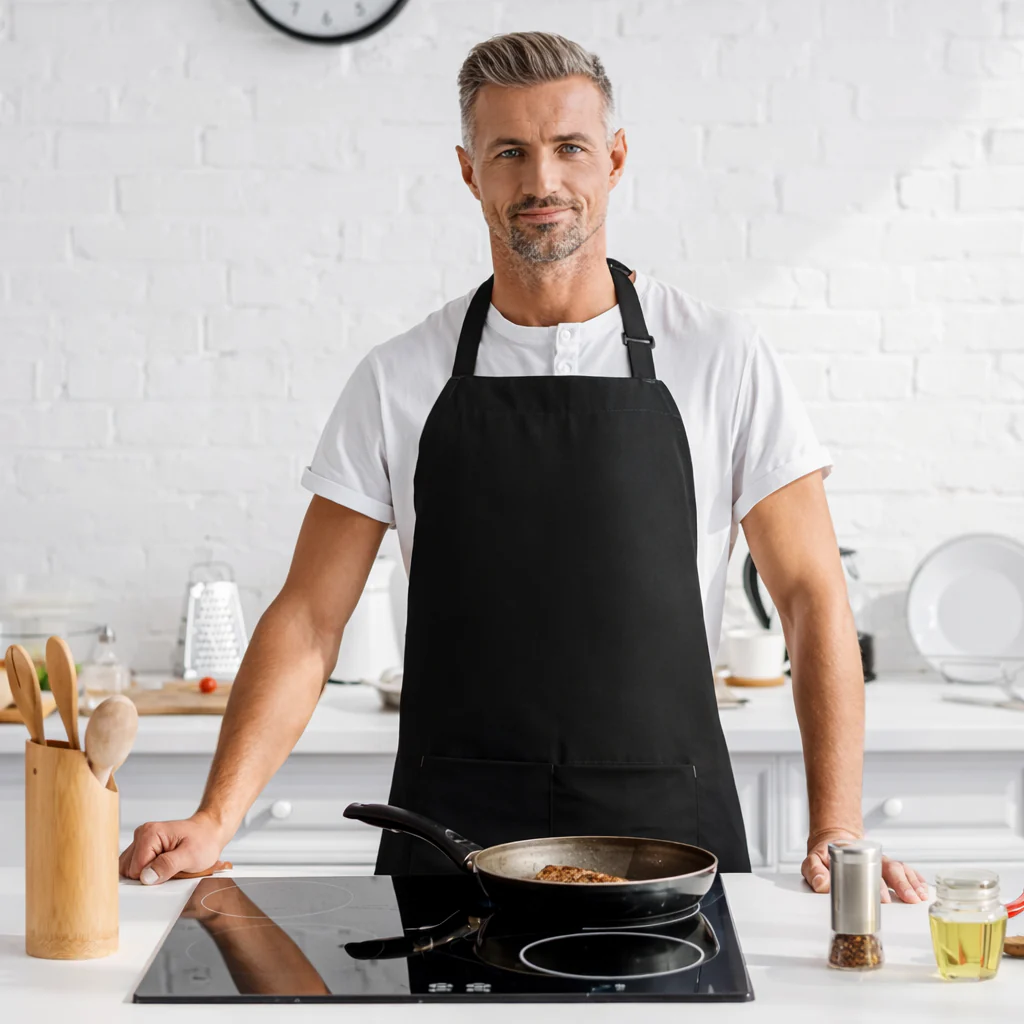 Tablier de Cuisine Unisexe Noir avec 2 Poches et Bretelles Réglables – Usage Professionnel - Image 3