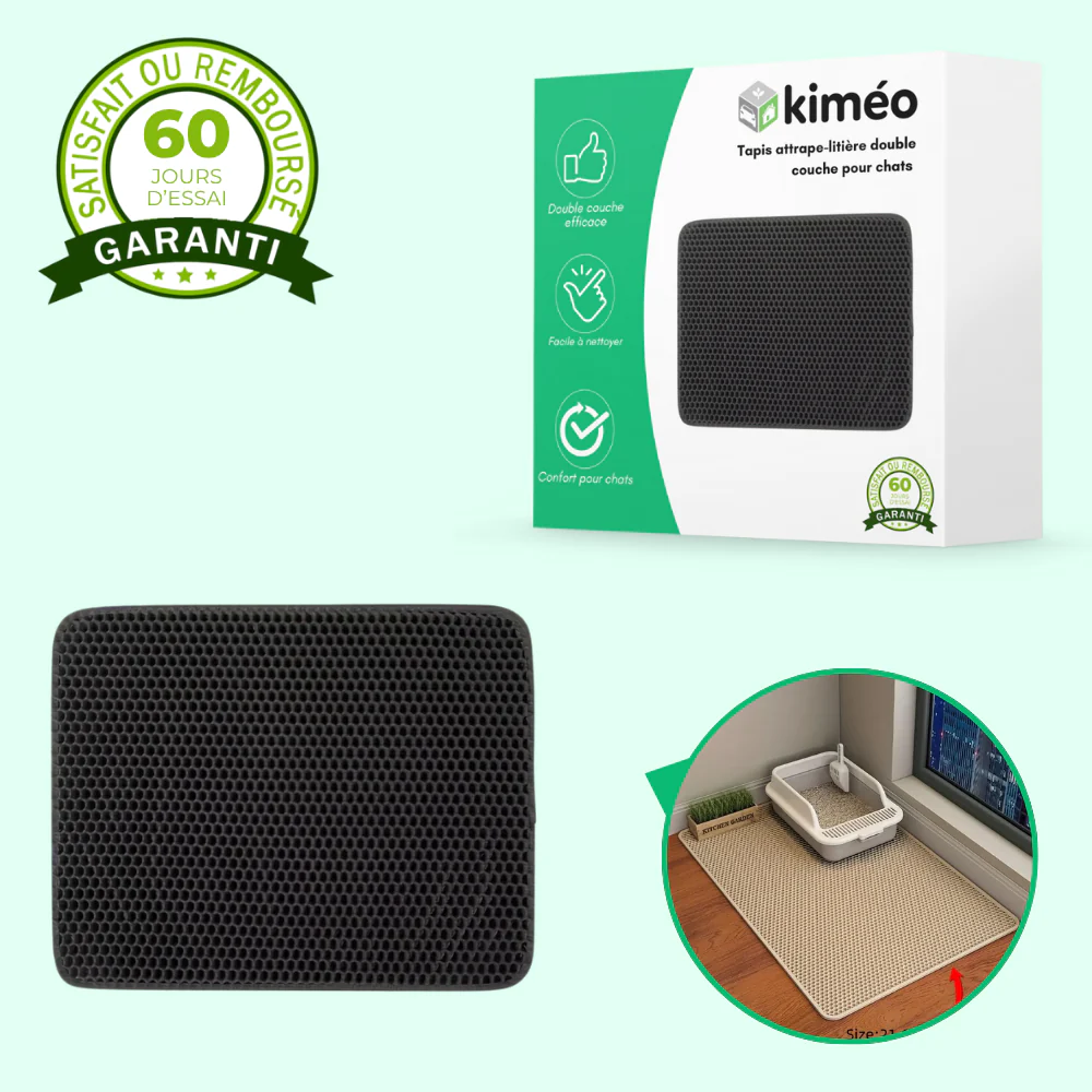 Tapis attrape-litière double couche pour chat – Anti-débordement et facile à nettoyer - Image 2
